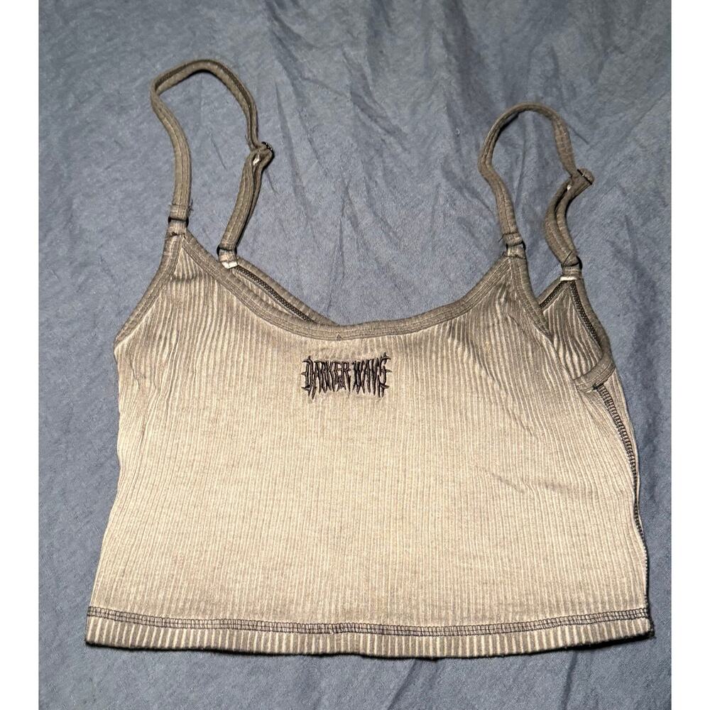 Dolls Kill Gray Wave Print Crop Tank Size Small - Picture 2 of 3